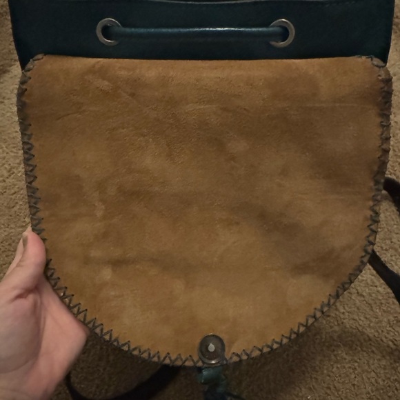 Patricia Nash Tooled Leather Teal Leather Backpack with Fringe Detail - Picture 7 of 13